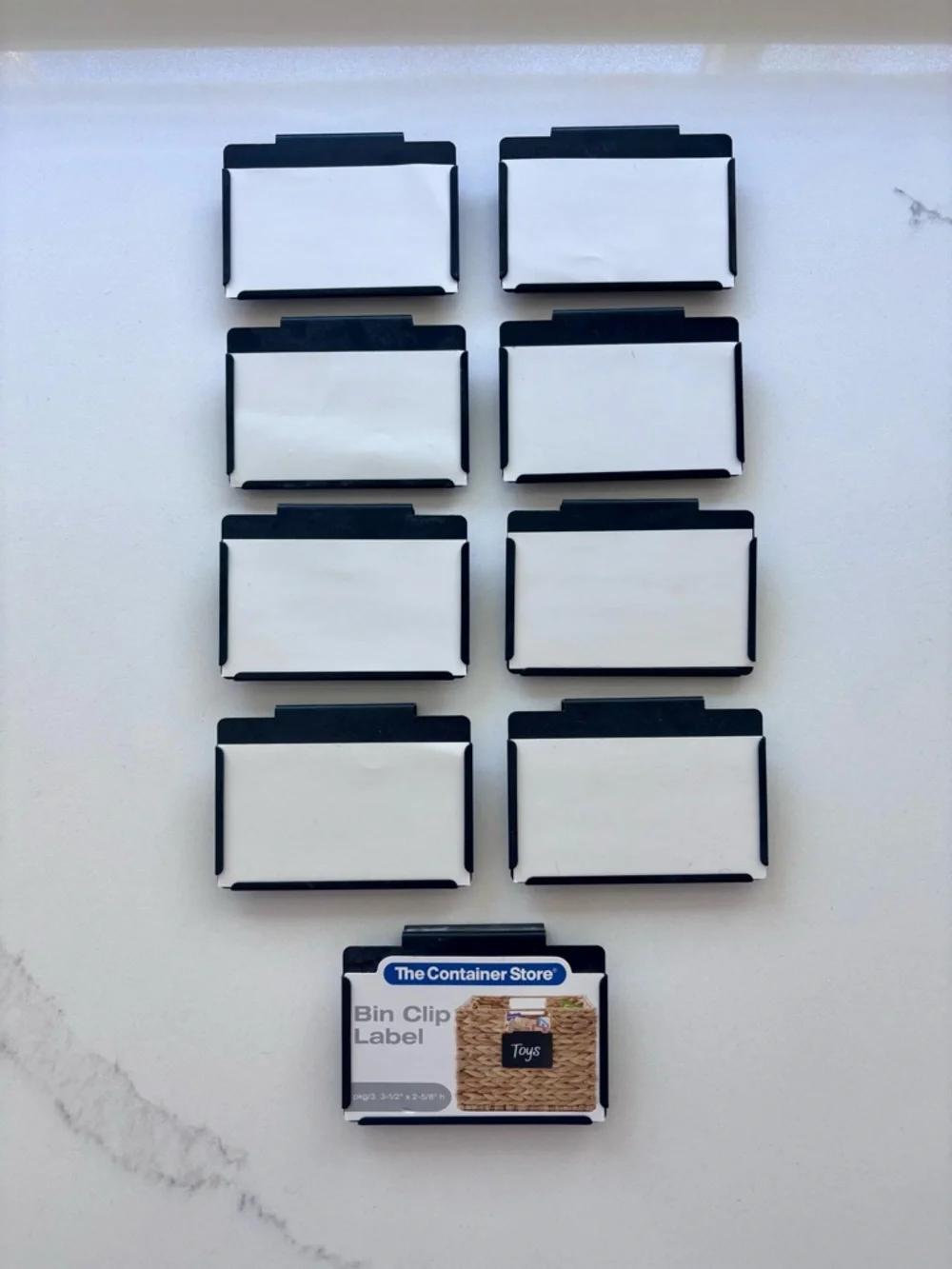 The Container Store Black Bin Clip Labels - Set of 9